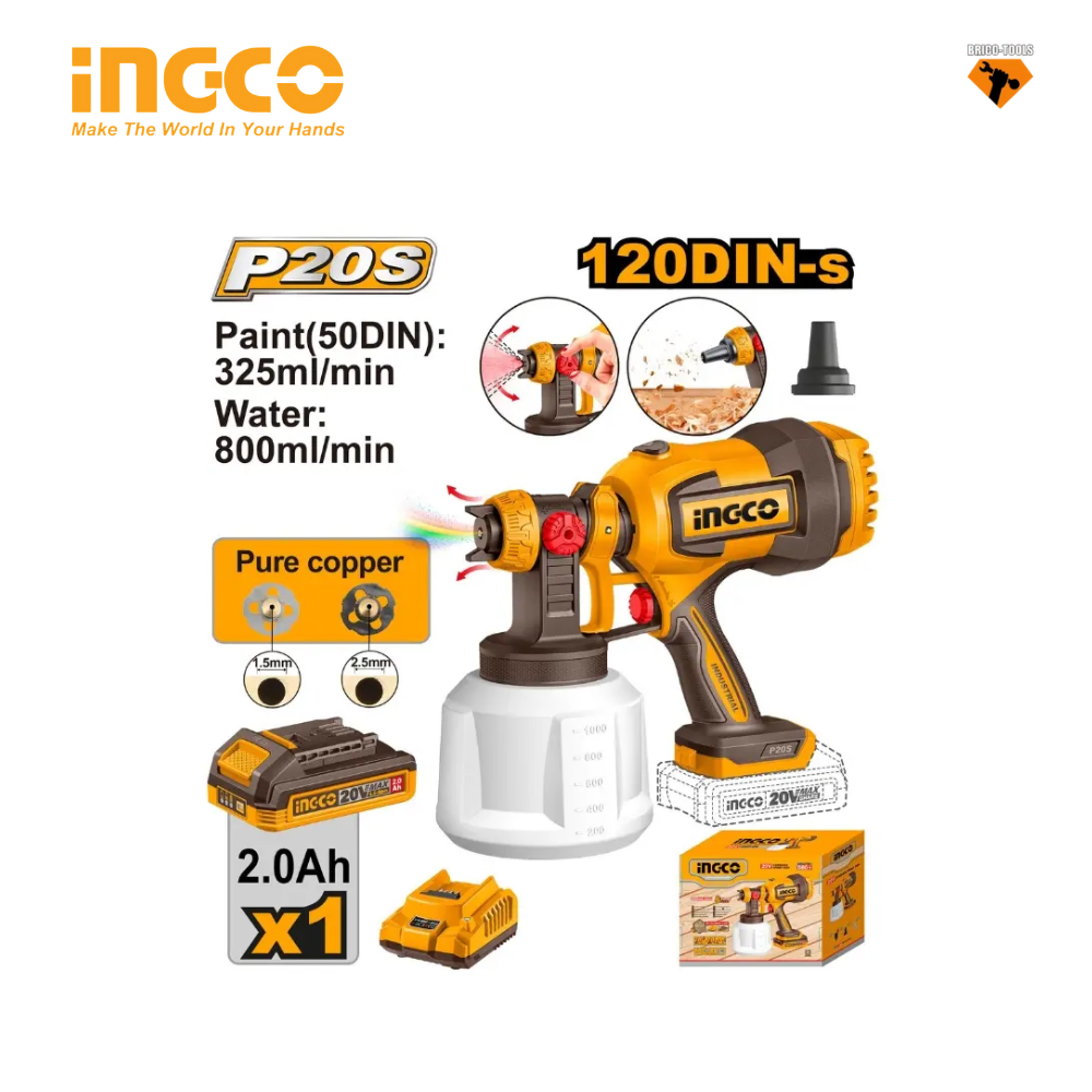 CORDLESS SPRAY GUN INGCO SPRAYING PRESSURE CSGLI20042