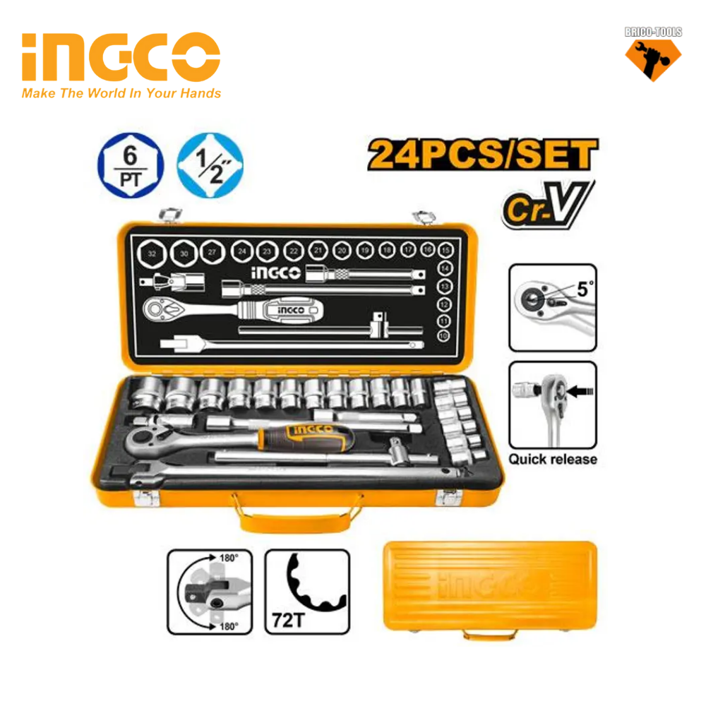 JEU DE 24 DOUILLES 1/2" INGCO HKTS12242