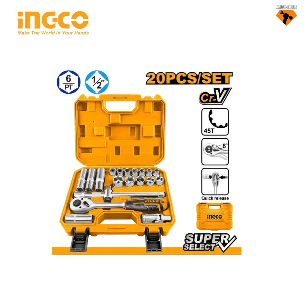 JEU DE DOUILLES 20PCS INGCO HKTS12201
