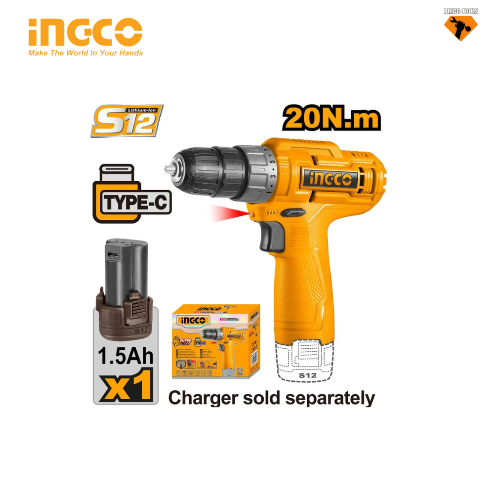 VISSEUSE INGCO 12V 1-BATTERIE STILO CDLI12456