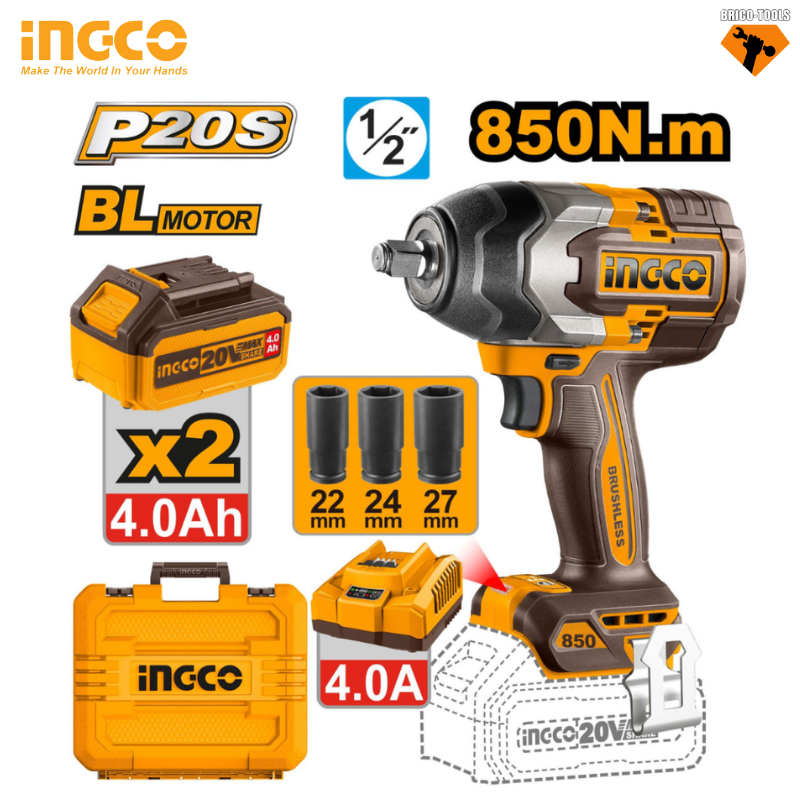 CLE A CHOC BRUSHLESS 20V 850N.M INGCO CIWLI2085