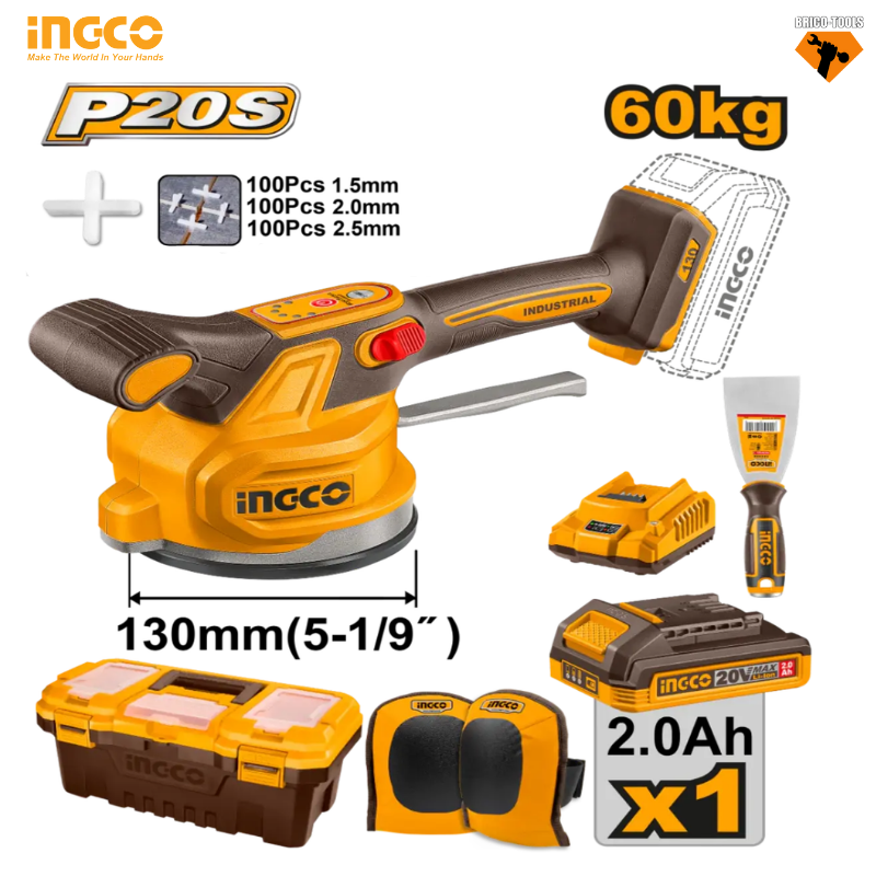 MACHINE VIBRANTE POUR CARRELAGE SANS FIL INGCO 20 V 60 KG CTVLI20018