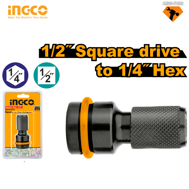 ADAPTADOR DE "1/2 " A "1/4" HEXAGONAL INGCO ABH60501