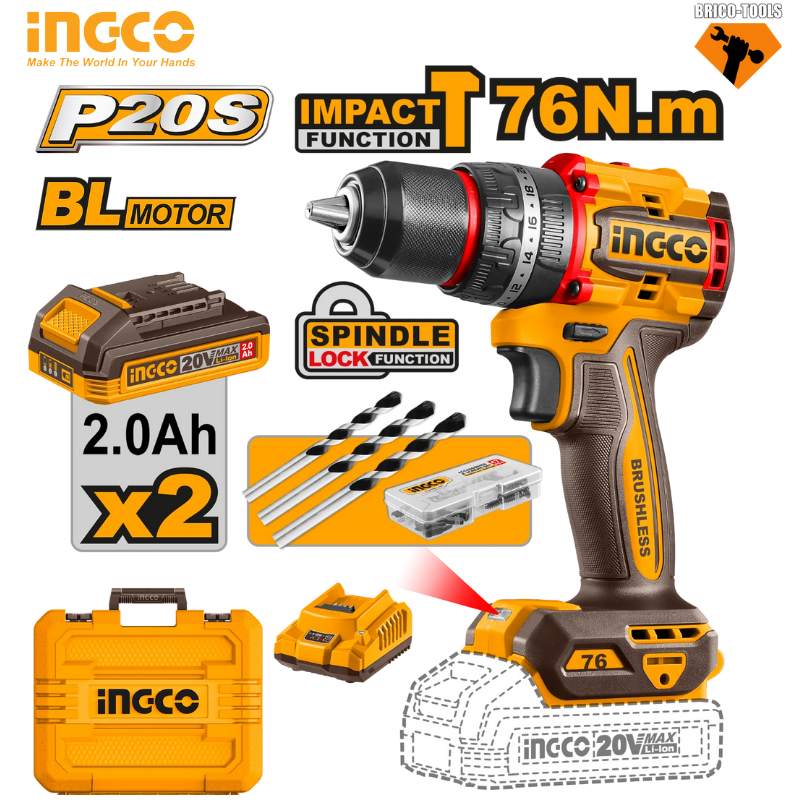 PERCEUSE À PERCUSSION COMPACTE SANS FIL ET SANS BALAIS 76 NM CIDLI20768