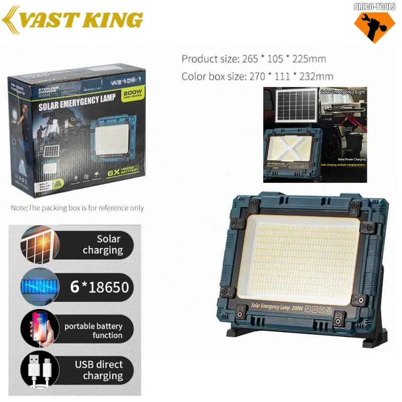 PROJECTEUR SOLAIRE 200W VAST KING MMT8-1