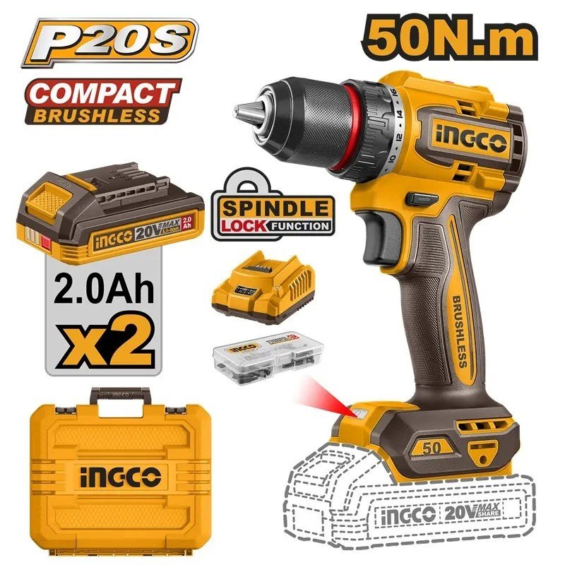 PERCEUSE-VISSEUSE INGCO 20V LI-ION BL 50NM CDLI205062
