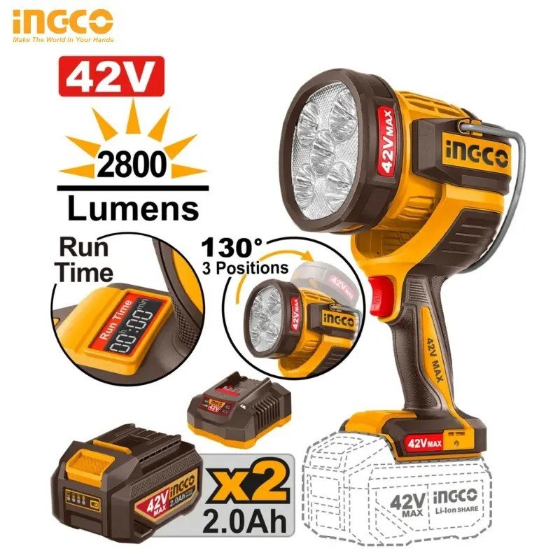 LAMPE INDUSTRIELLE 42V DOUBLE BATTERIE INGCO CWLI42896