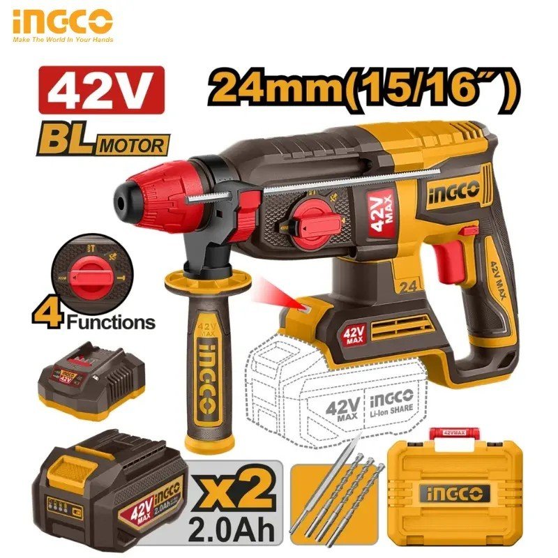 MARTEAU PERFORATEUR SANS FIL 42V INGCO CRHLI422482