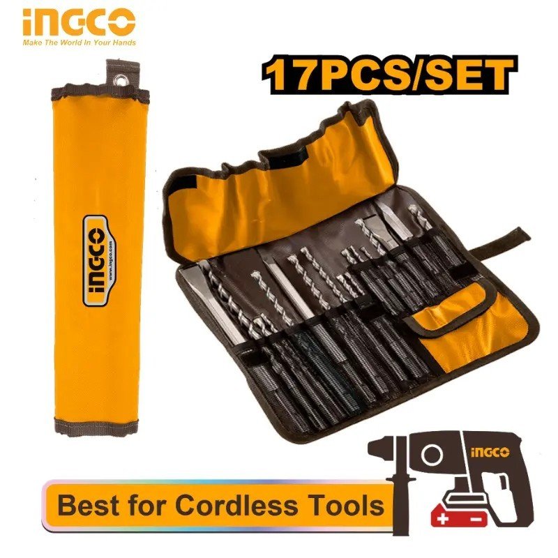 SET INGCO DE 17 PIÈCES : FORETS SDS-PLUS ET BURINS AKD91701