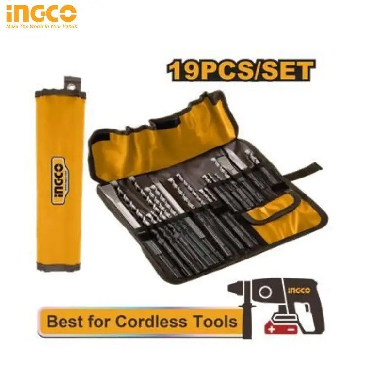 JEU INGCO DE 19 FORETS ET BURINS POUR MARTEAU PERFORATEUR INGCO AKD91901