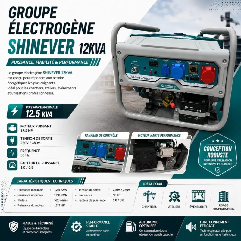 GROUPE ELECTROGENE SHINEVER 12KVA