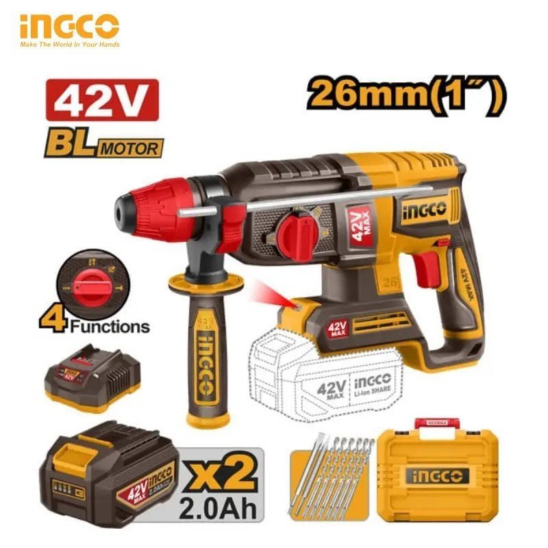 BRUSHLESS HAMMER DRILL 42V INGCO CRHLI422682