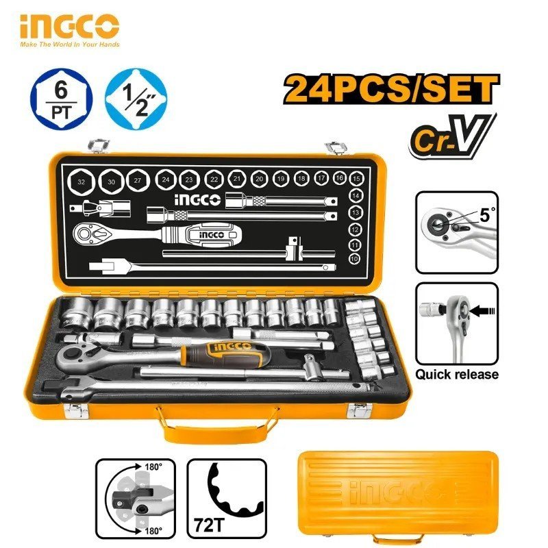 JEU DE 24 DOUILLES 1/2" INGCO HKTS12242